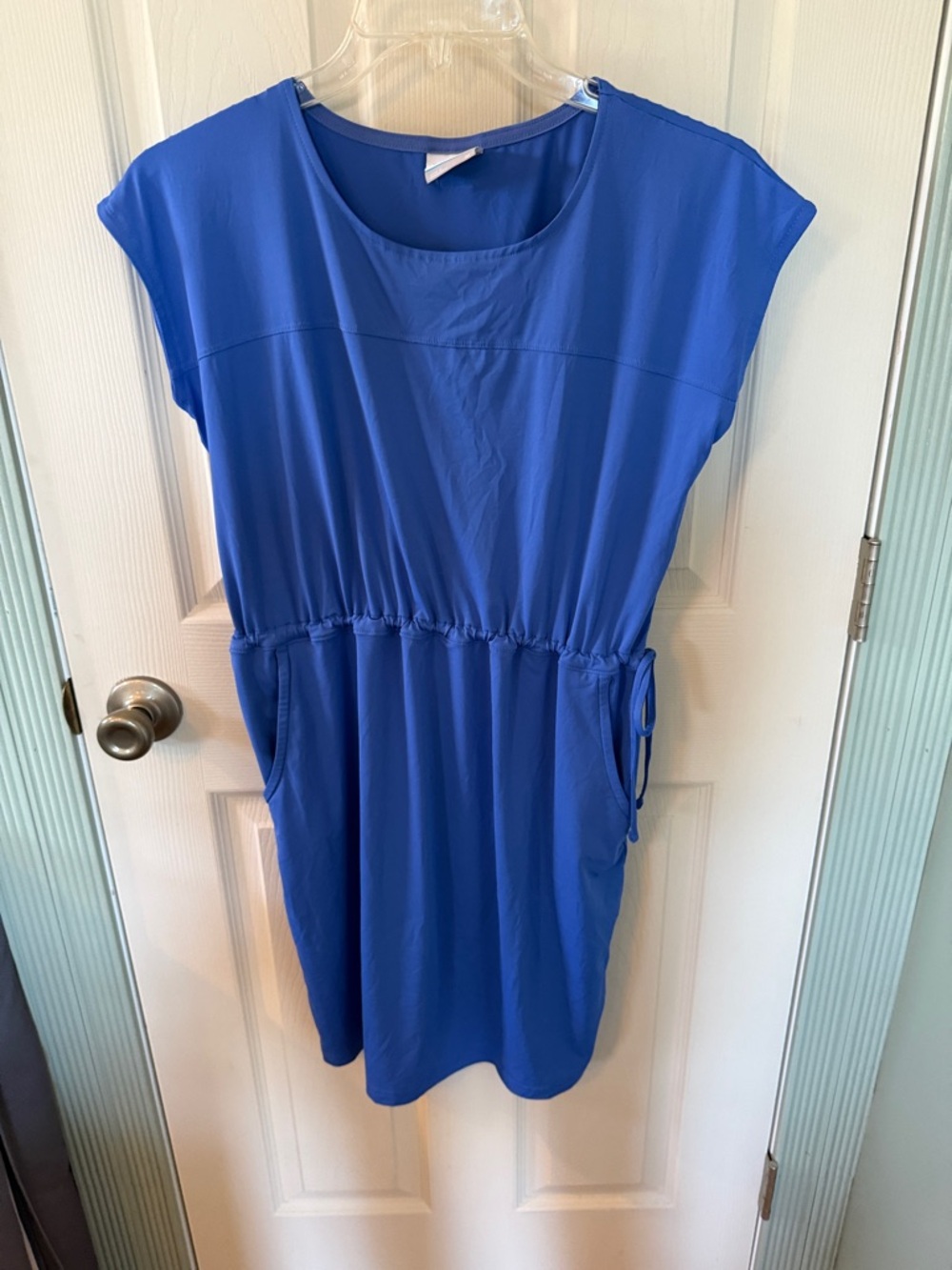 Casual Royal Blue Drawstring Waist Dress